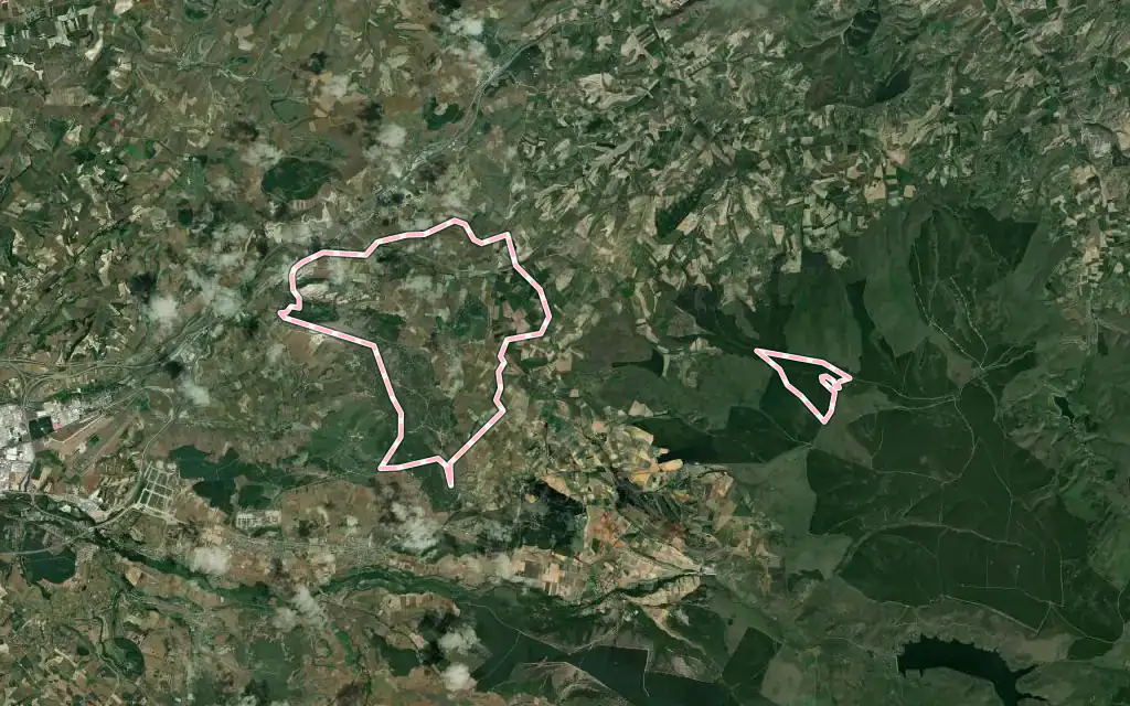 Vista satélite de Atapuerca con su contorno administrativo
