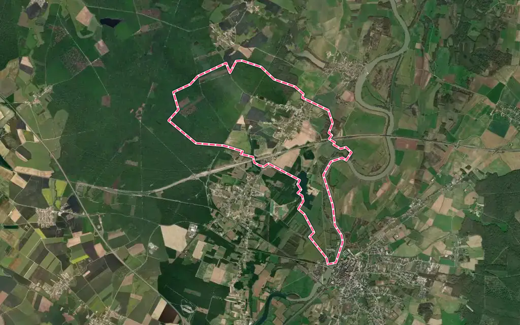 Vue satellite de Athée avec ses contours administratifs
