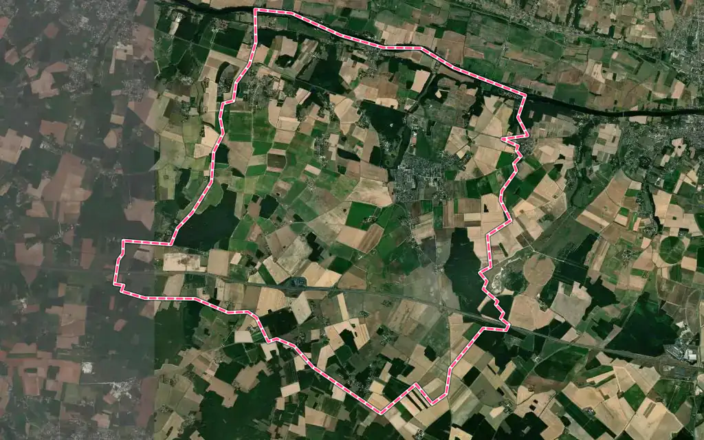 Vue satellite de Athée-sur-Cher avec ses contours administratifs