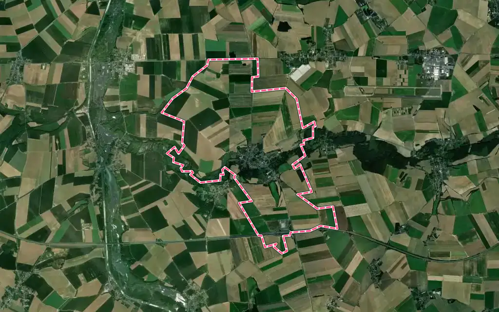 Vue satellite de Athies avec ses contours administratifs