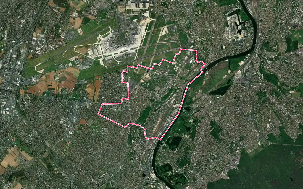 Vue satellite de Athis-Mons avec ses contours administratifs