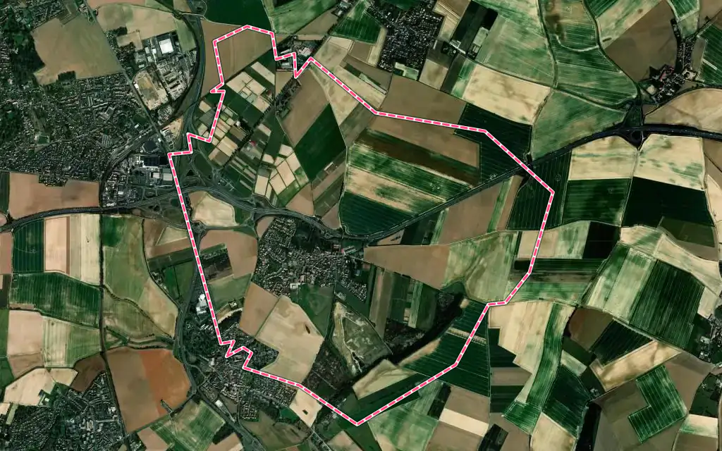 Vue satellite de Attainville avec ses contours administratifs