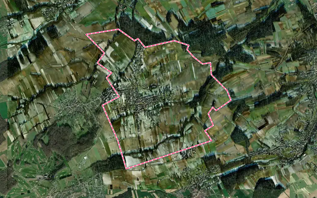 Vue satellite de Attenschwiller avec ses contours administratifs