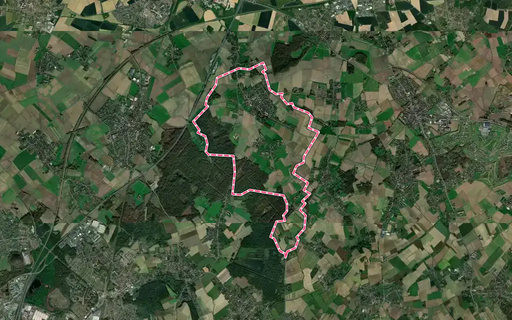 Vue satellite de Attiches avec ses contours administratifs