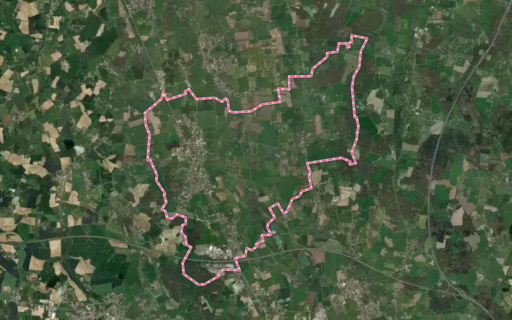 Vue satellite de Attignat avec ses contours administratifs