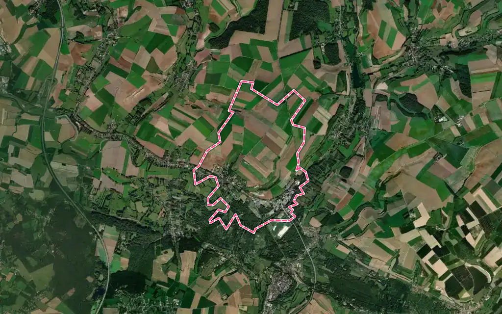 Vue satellite de Attin avec ses contours administratifs