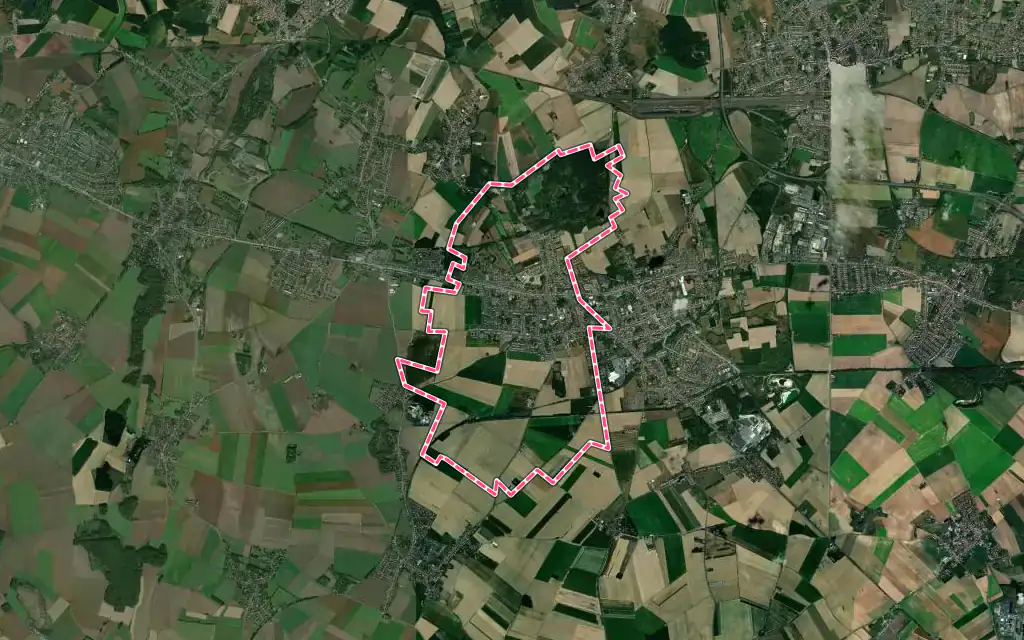 Vue satellite de Auberchicourt avec ses contours administratifs