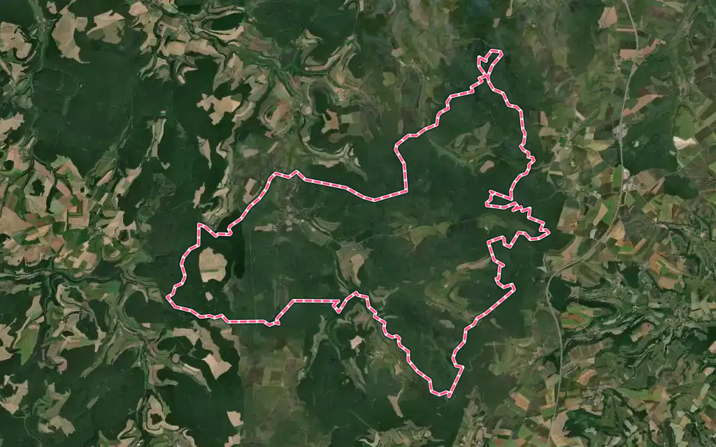 Vue satellite de Auberive avec ses contours administratifs
