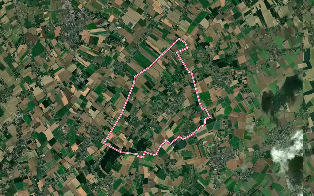 Vue satellite de Aubers avec ses contours administratifs
