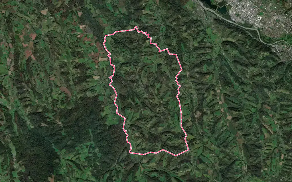 Vue satellite de Aubertin avec ses contours administratifs