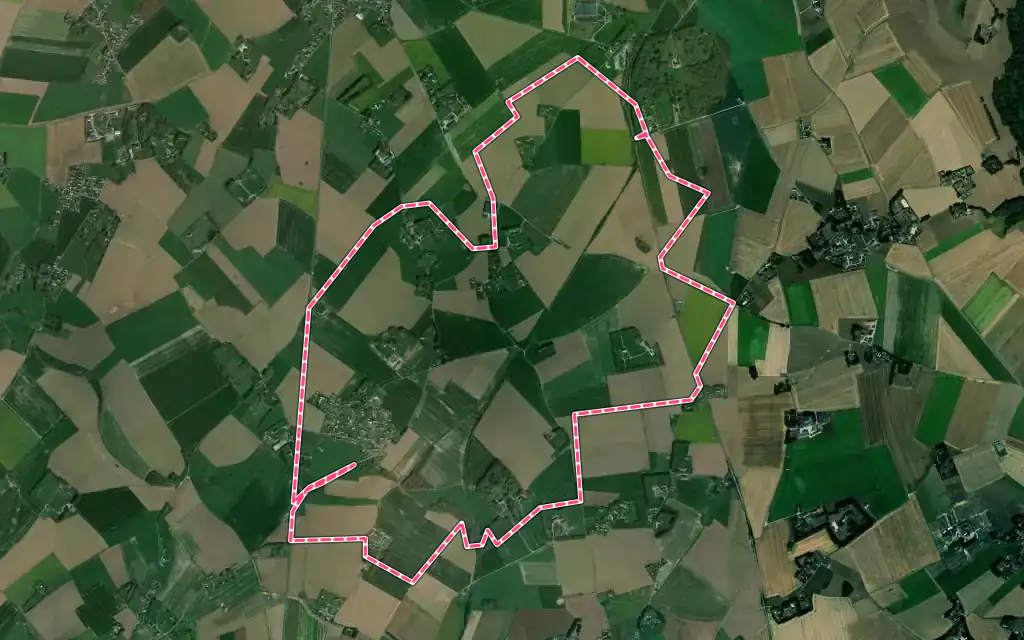 Vue satellite de Auberville-la-Renault avec ses contours administratifs