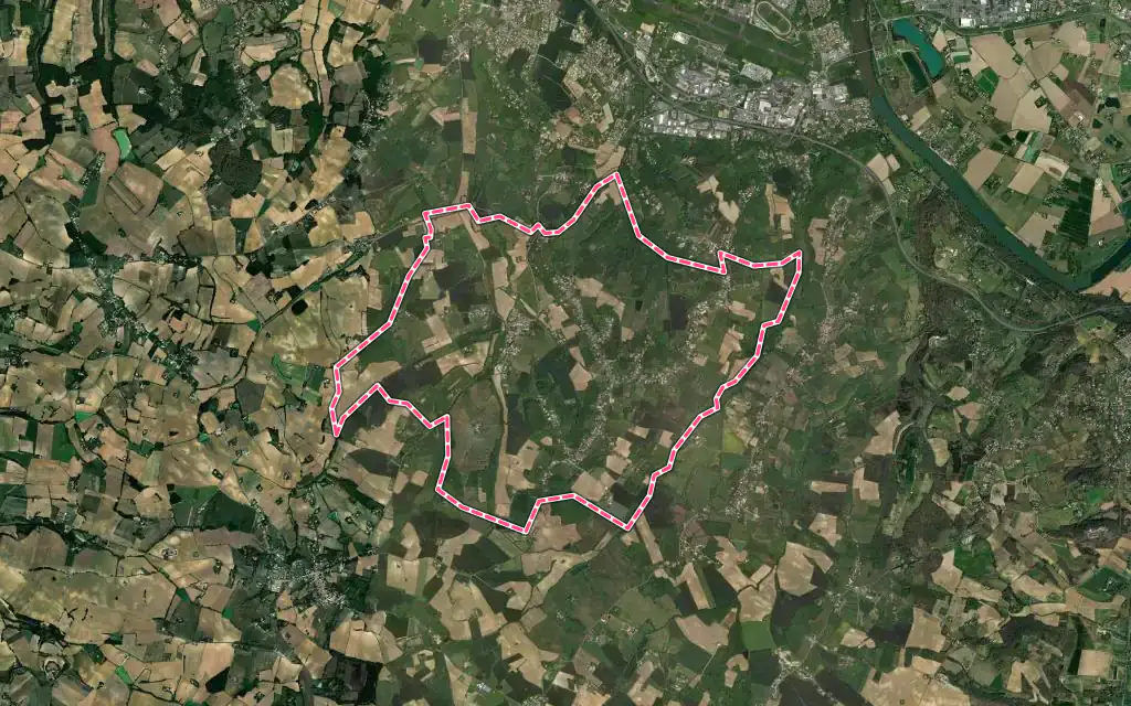 Vue satellite de Aubiac avec ses contours administratifs