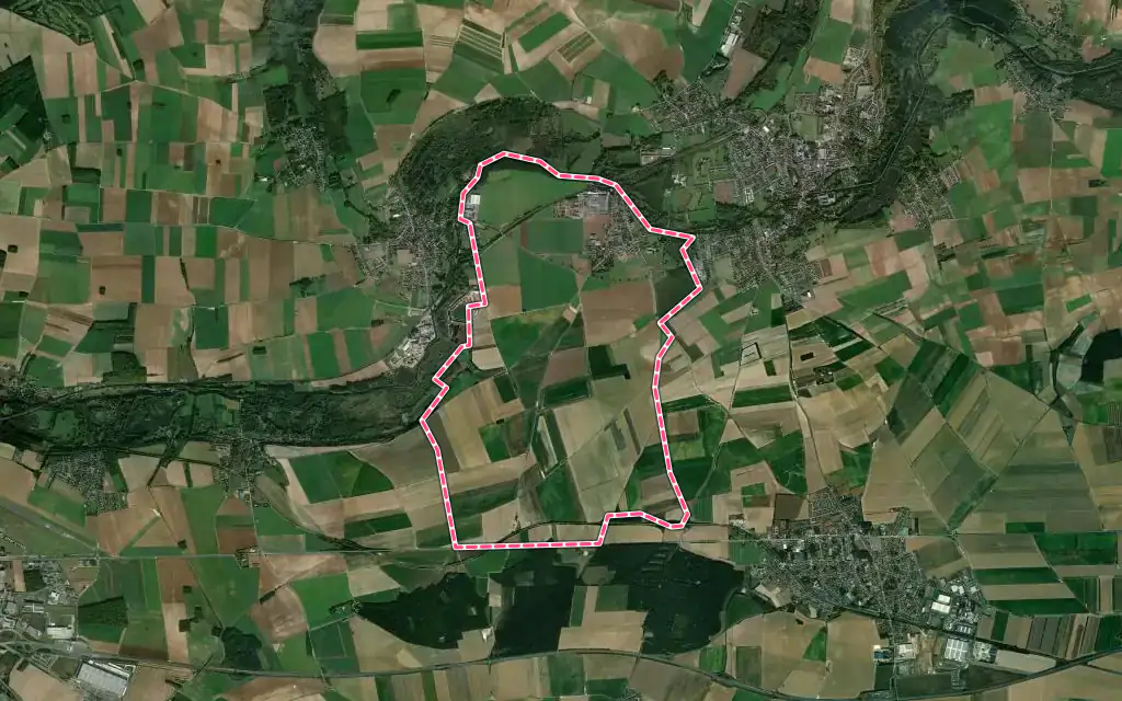 Vue satellite de Aubigny avec ses contours administratifs