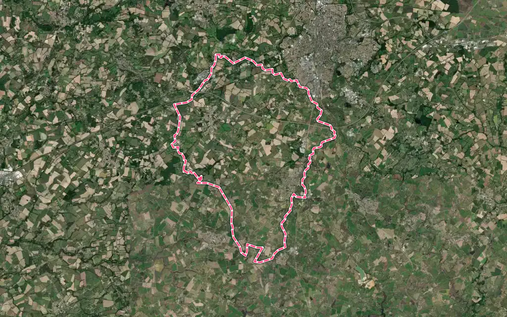 Vue satellite de Aubigny-Les Clouzeaux avec ses contours administratifs