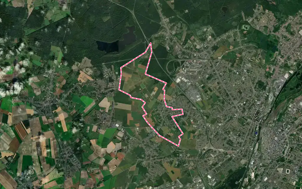Vue satellite de Aubry-du-Hainaut avec ses contours administratifs