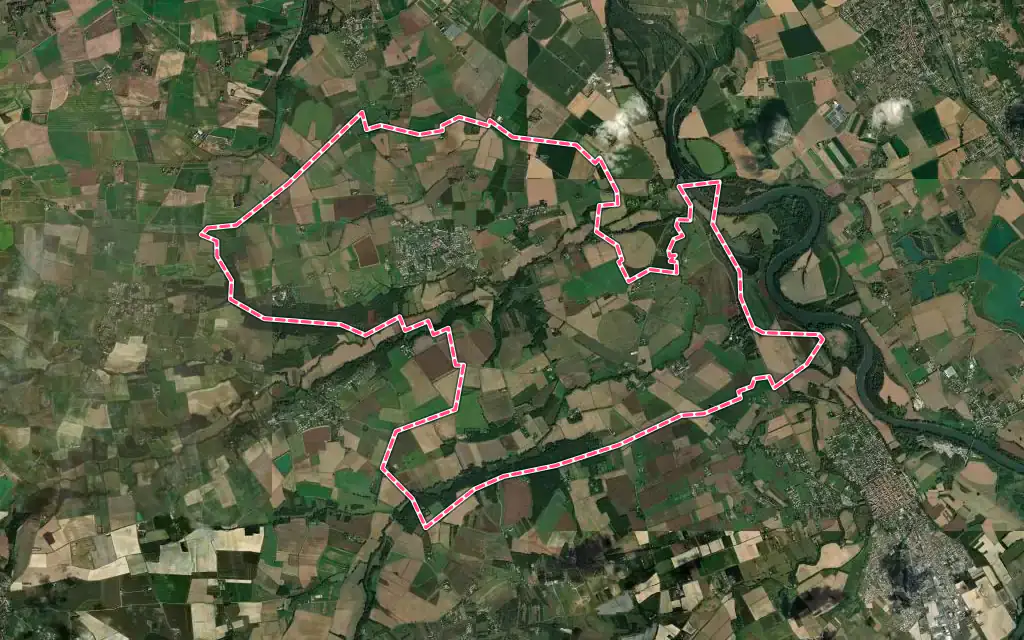 Vue satellite de Aucamville avec ses contours administratifs