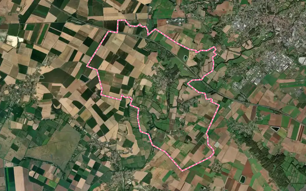 Vue satellite de Auchay-sur-Vendée avec ses contours administratifs