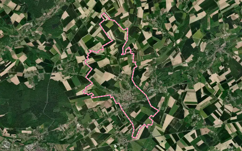 Vue satellite de Auchy-lès-Hesdin avec ses contours administratifs