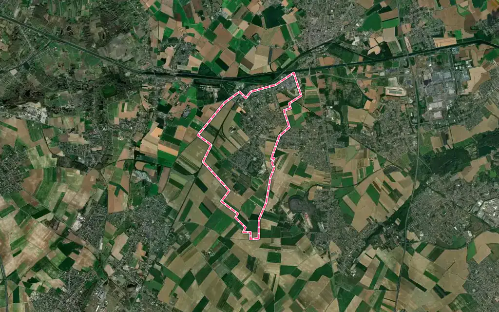 Vue satellite de Auchy-les-Mines avec ses contours administratifs