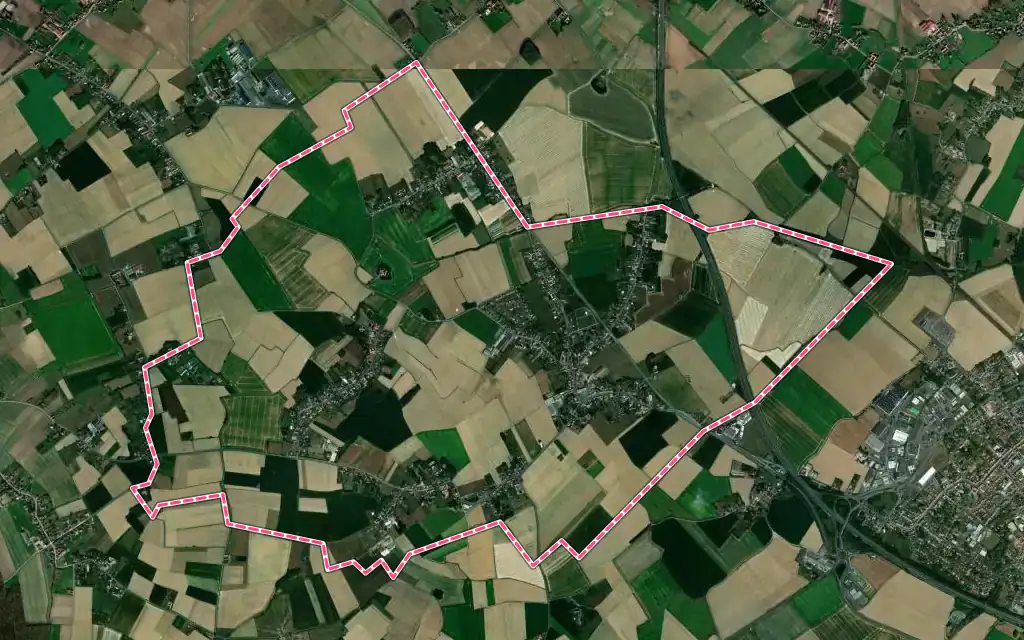 Vue satellite de Auchy-lez-Orchies avec ses contours administratifs