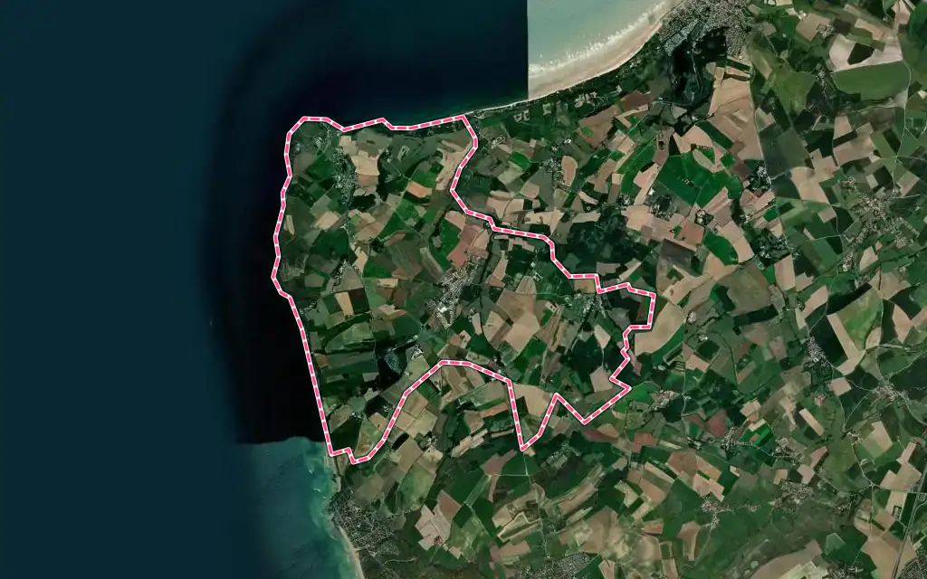 Vue satellite de Audinghen avec ses contours administratifs