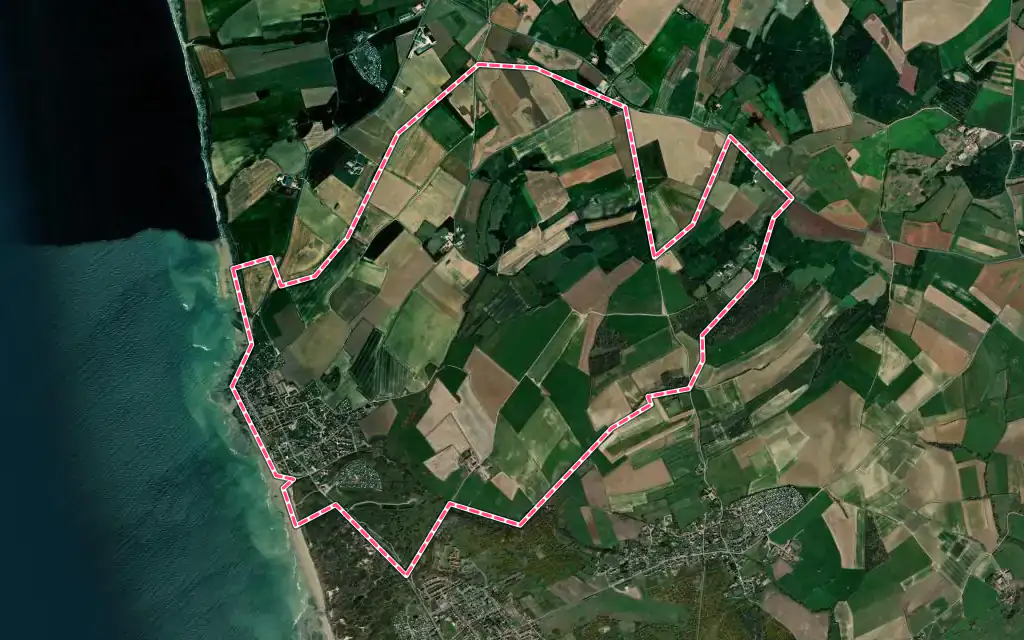 Vue satellite de Audresselles avec ses contours administratifs