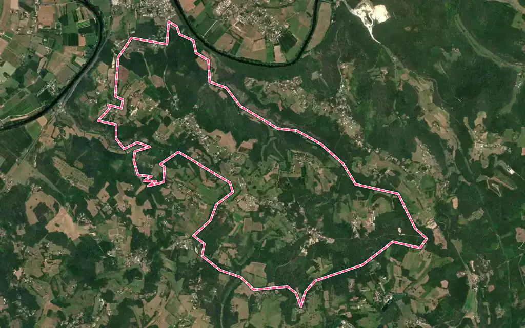 Vue satellite de Audrix avec ses contours administratifs
