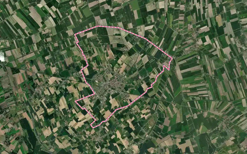 Vue satellite de Audruicq avec ses contours administratifs