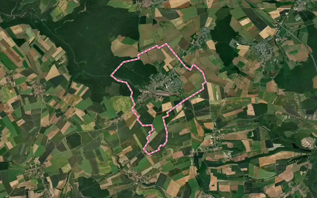 Vue satellite de Audun-le-Roman avec ses contours administratifs