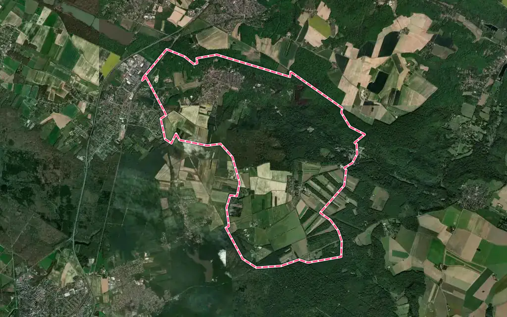 Vue satellite de Auffargis avec ses contours administratifs