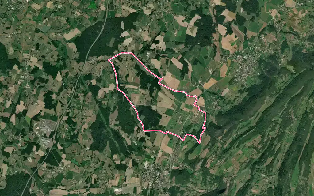 Vue satellite de Augea avec ses contours administratifs