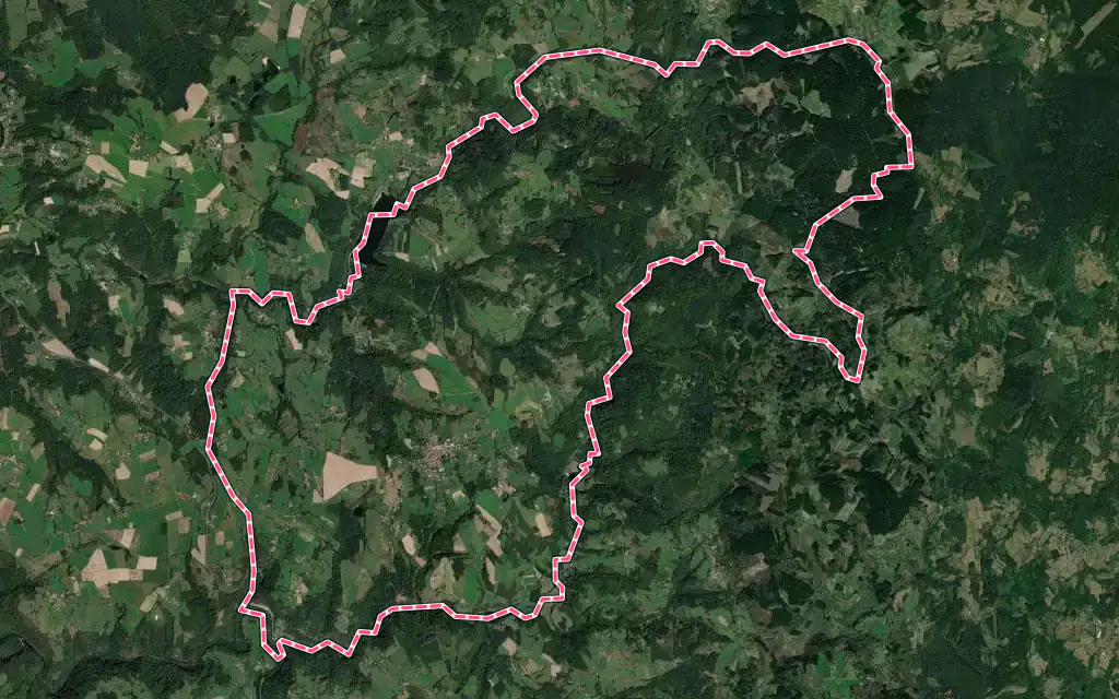 Vue satellite de Augerolles avec ses contours administratifs