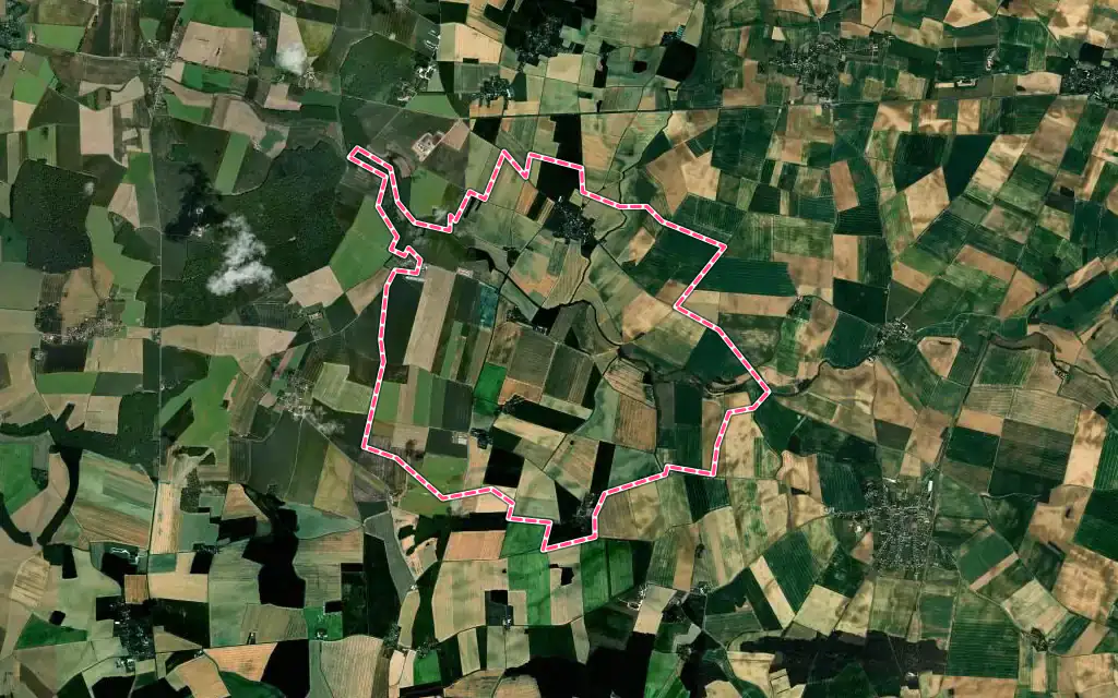 Vue satellite de Augers-en-Brie avec ses contours administratifs