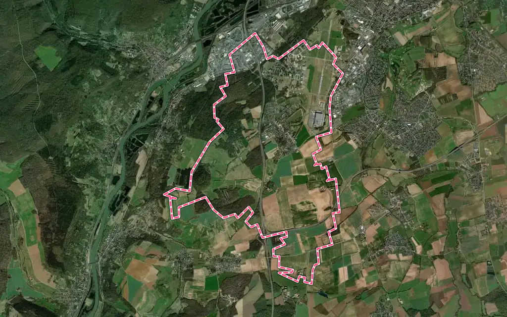 Vue satellite de Augny avec ses contours administratifs