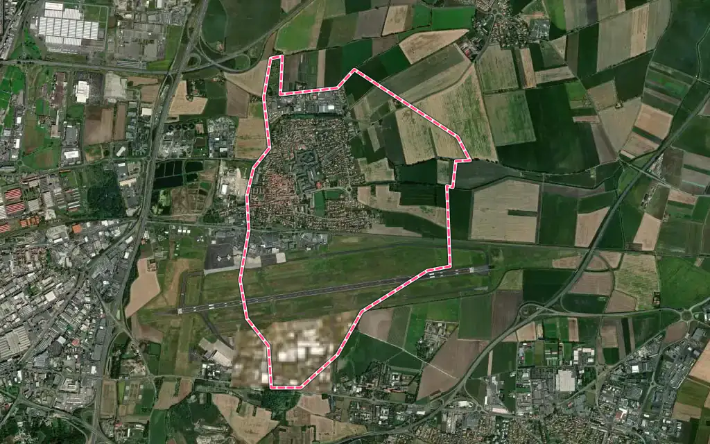 Vue satellite de Aulnat avec ses contours administratifs