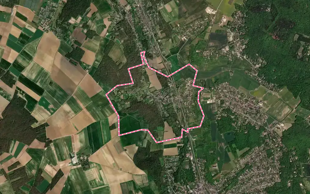 Vue satellite de Aulnay-sur-Mauldre avec ses contours administratifs
