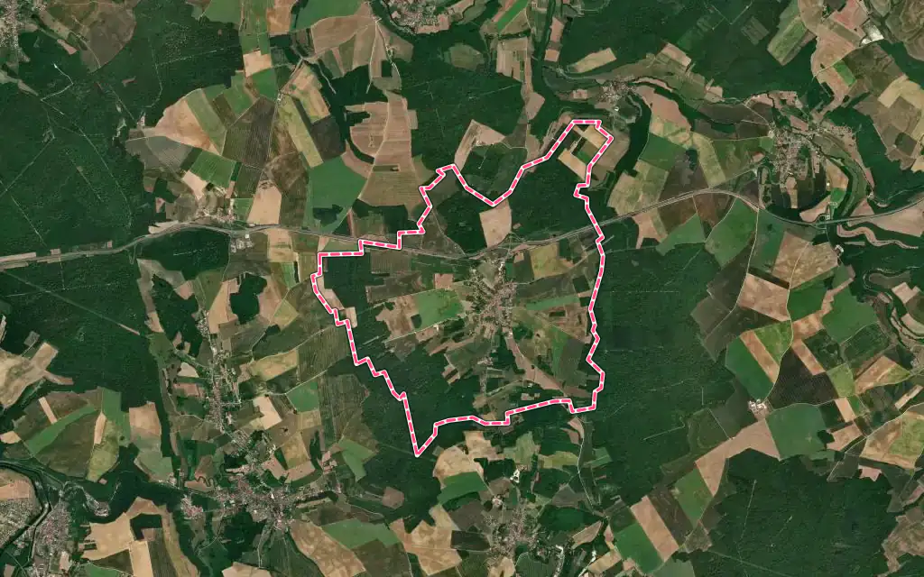 Vue satellite de Aulnois-en-Perthois avec ses contours administratifs
