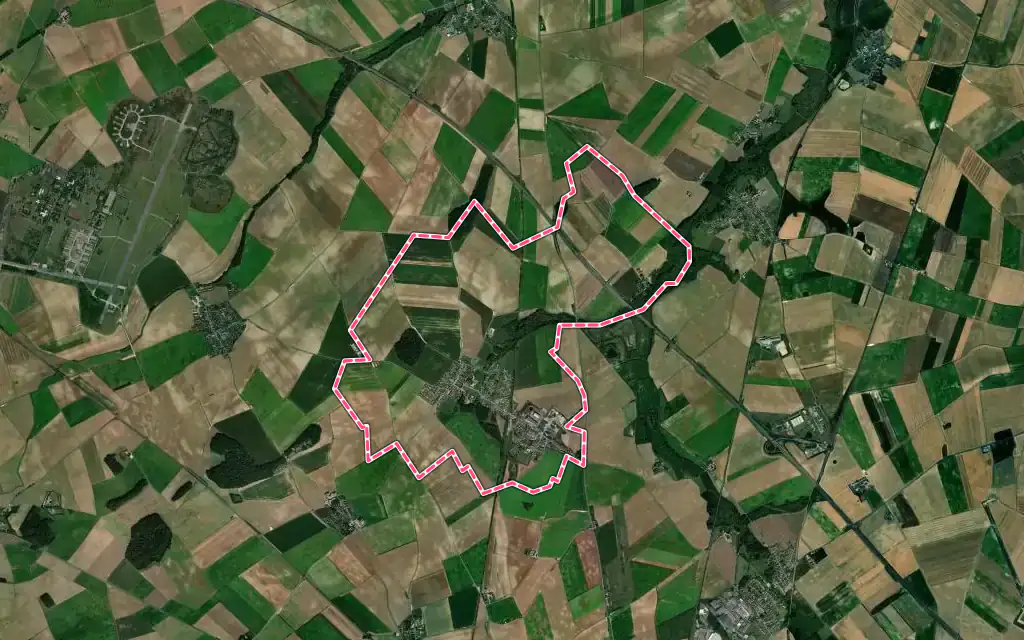 Vue satellite de Aulnois-sous-Laon avec ses contours administratifs