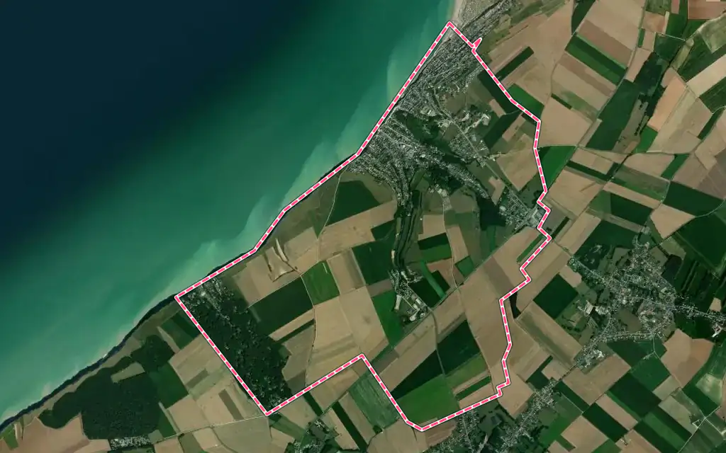 Vue satellite de Ault avec ses contours administratifs