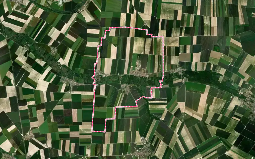 Vue satellite de Auménancourt avec ses contours administratifs