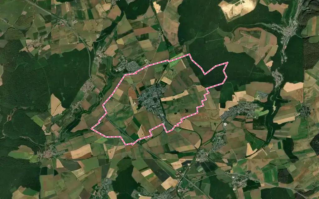 Vue satellite de Aumetz avec ses contours administratifs