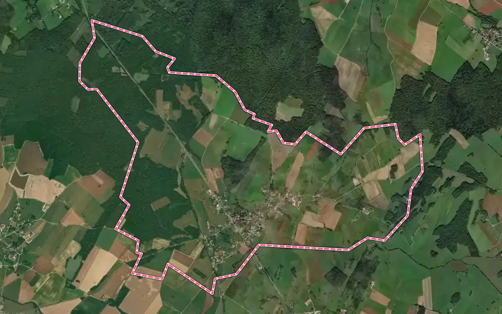 Vue satellite de Aumont avec ses contours administratifs