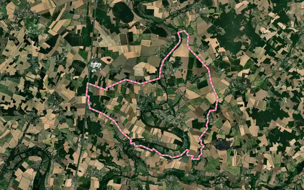 Vue satellite de Aunac-sur-Charente avec ses contours administratifs