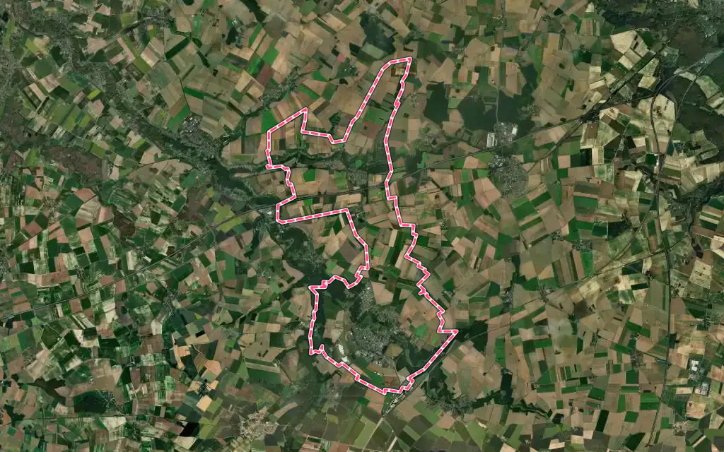 Vue satellite de Auneau-Bleury-Saint-Symphorien avec ses contours administratifs