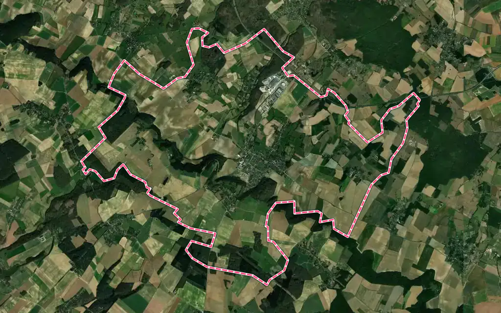 Vue satellite de Auneuil avec ses contours administratifs
