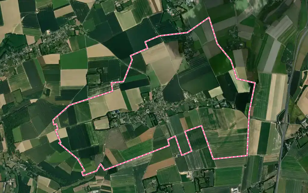 Vue satellite de Auppegard avec ses contours administratifs