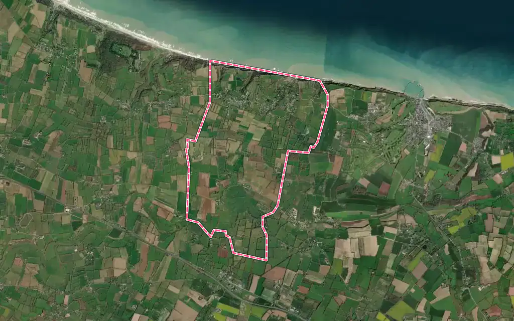Vue satellite de Aure sur Mer avec ses contours administratifs