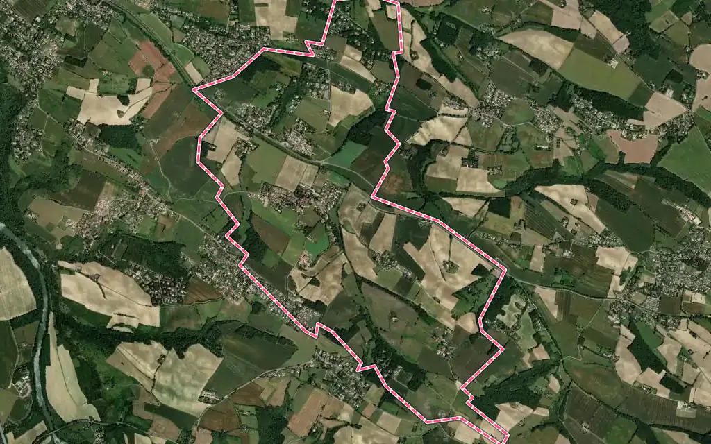Vue satellite de Aureville avec ses contours administratifs