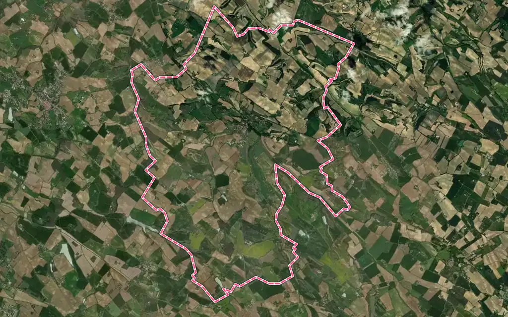 Vue satellite de Auriac-sur-Vendinelle avec ses contours administratifs