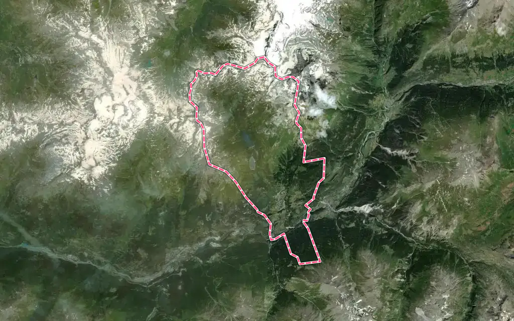 Vue satellite de Aussois avec ses contours administratifs